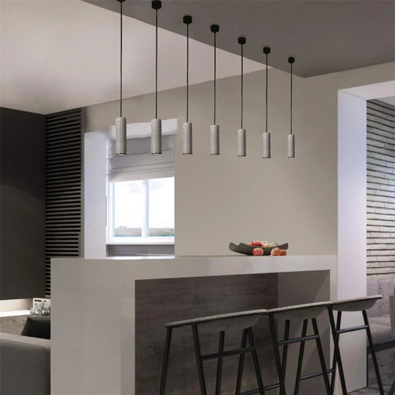 Nordic Cement Industrial Pendant Lamp Modern Cylindrical Design Hang Lamp