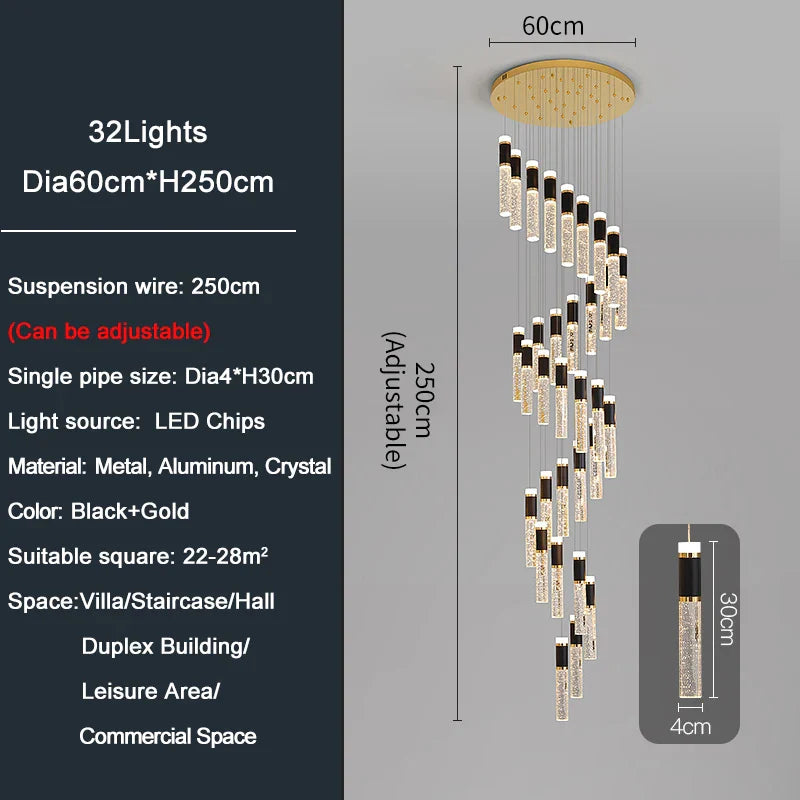 Ylk Spiral Design LED Chandelier
