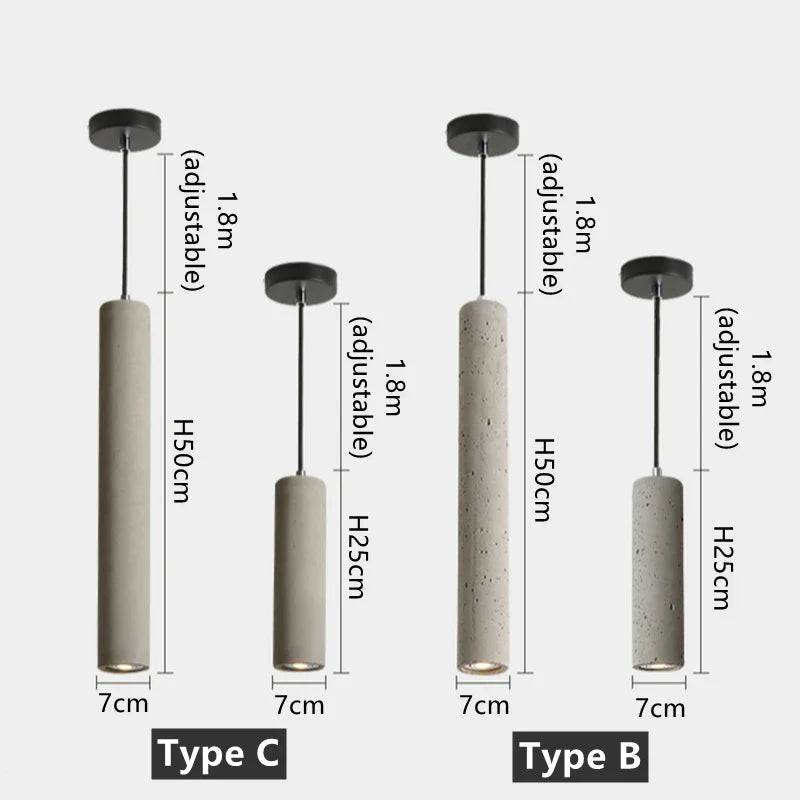 Nordic Cement Industrial Pendant Lamp Modern Cylindrical Design Hang Lamp