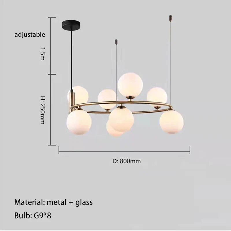 Ring Design Glass Ball Chandelier