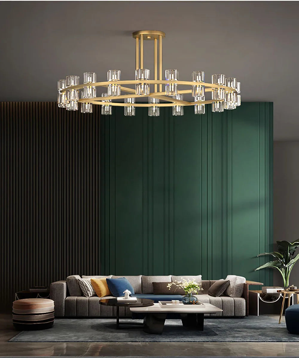 Akolia Classic Luxury LED Crystal Black Gold Hanging Lamps Pendant Lights