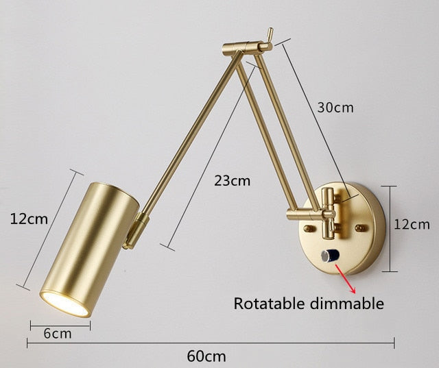 KIN Rotte - Dimmable Wall Lamp Folding Telescopic Switch