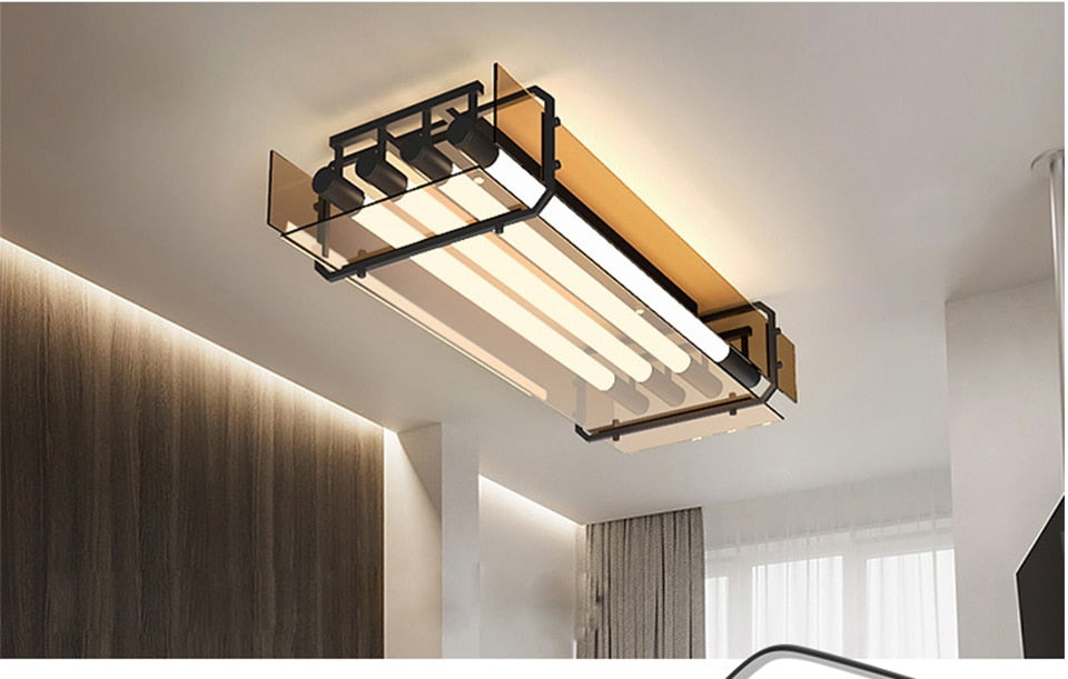 IIS Voome - Ceiling Light Fixtures 30Inch Minimalist Light Tubes 32W Chandelier Glass