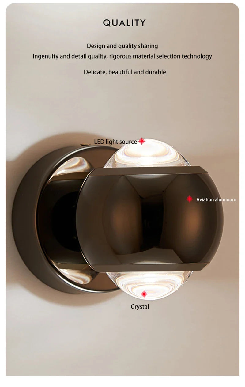 Orb Dual Designer Modern Art Aluminum Glass Decoration Wall Lamp