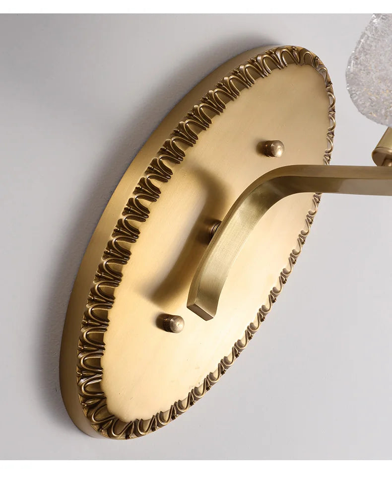 Modern European Style Copper Crystal Sconce Leaves Wall Light