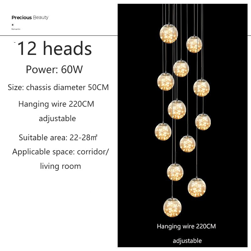 Yotal Modern Glass Ball Chandelier