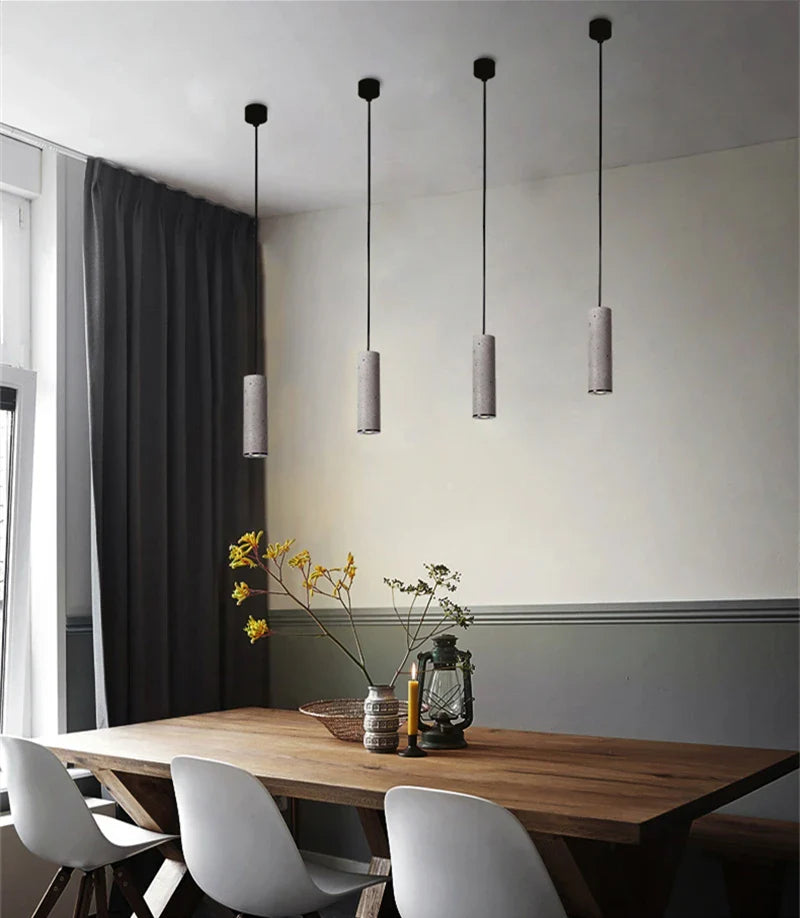 Nordic Cement Industrial Pendant Lamp Modern Cylindrical Design Hang Lamp