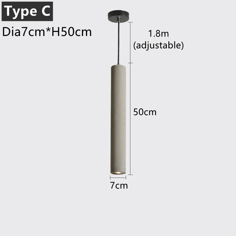 Nordic Cement Industrial Pendant Lamp Modern Cylindrical Design Hang Lamp