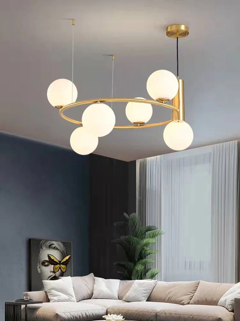 Ring Design Glass Ball Chandelier