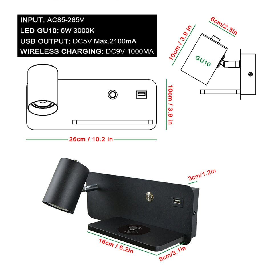 Yoe Modern USB Wireless Wall Light