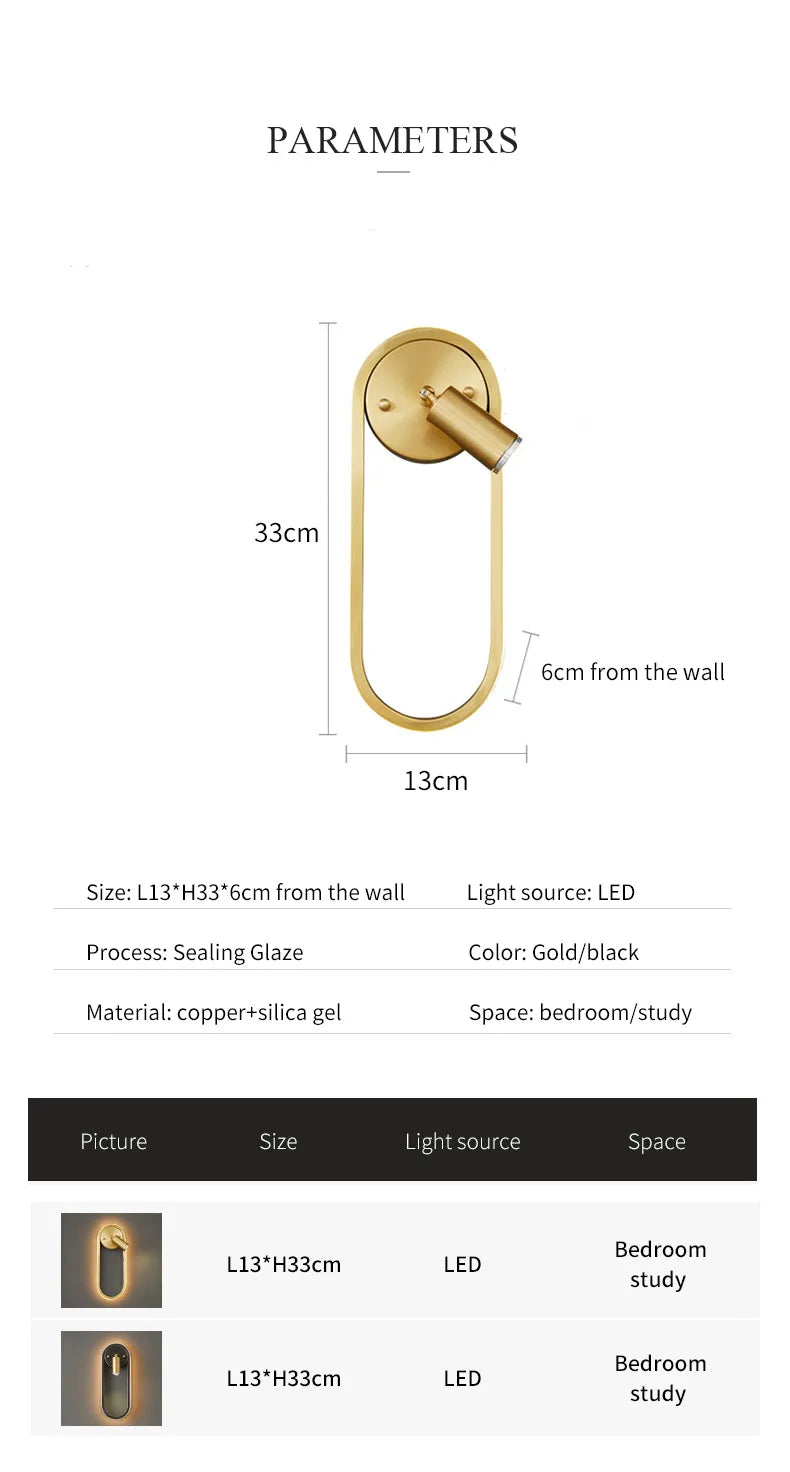Nordic Oval Spotlight Wall Lamp