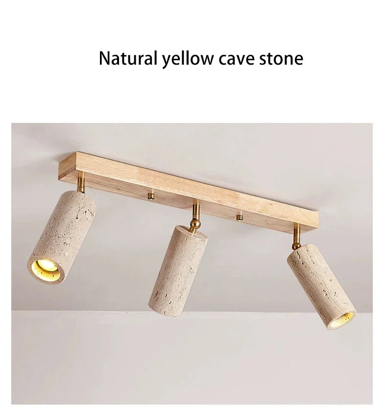 GYS Stone/Wood LED Spotlight 3 Heads Surface Mounted Ceiling Lamp