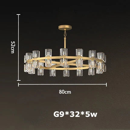 Akolia Classic Luxury LED Crystal Black Gold Hanging Lamps Pendant Lights