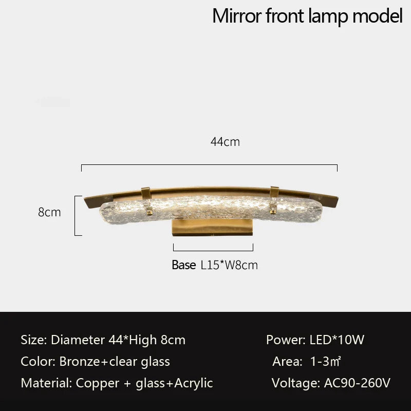K9 Crystal Copper Wall Lamp Sink Mirror