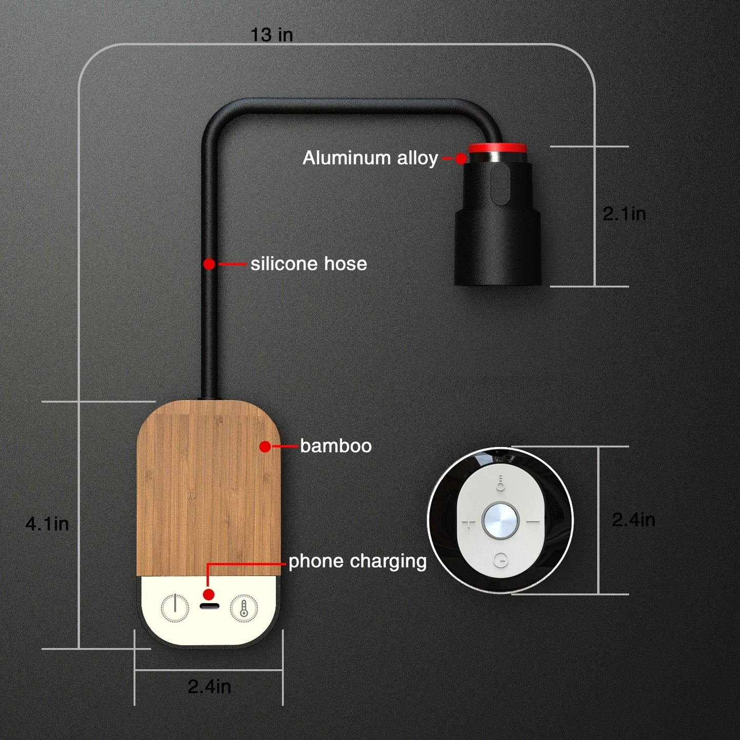 LED Rechargeable Remote Control Light Eye Protection Magnetic Suction