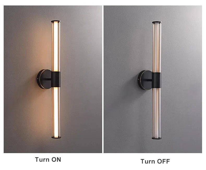 Full Copper + Glass Minimalist Wall Lamp Long Strip Mirror Makeup Light