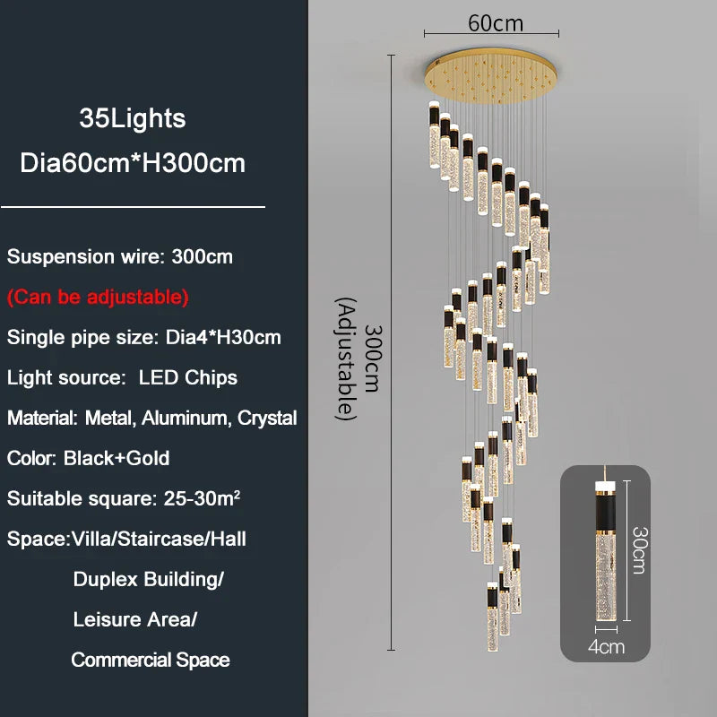 Ylk Spiral Design LED Chandelier