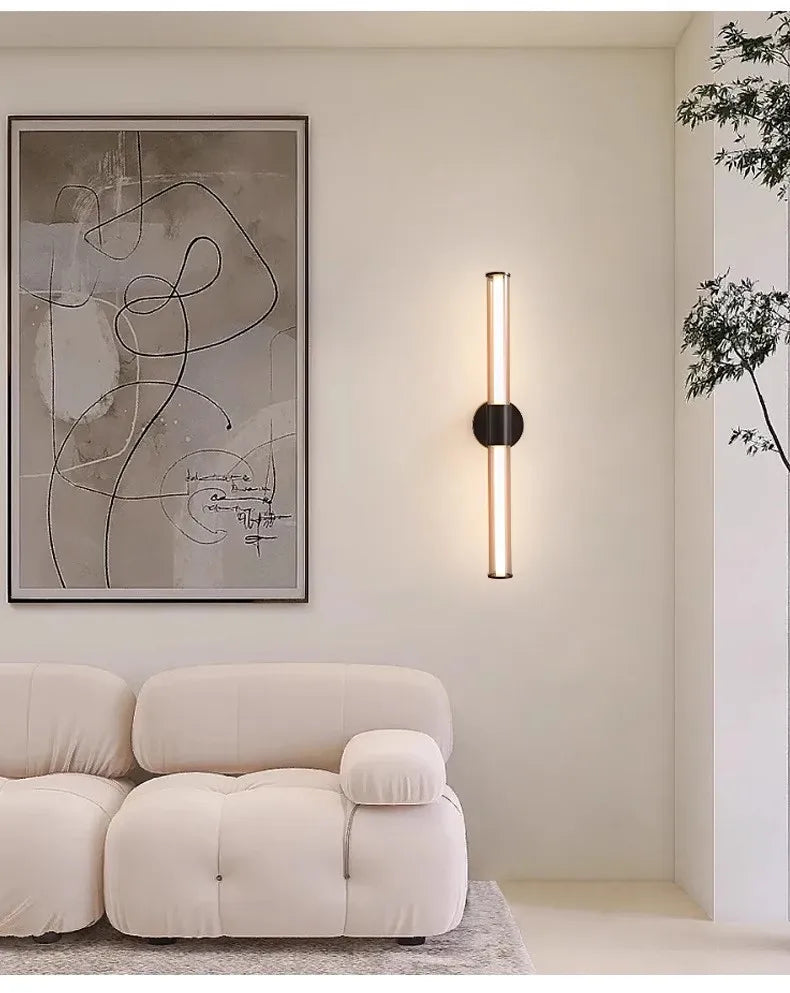 Full Copper + Glass Minimalist Wall Lamp Long Strip Mirror Makeup Light