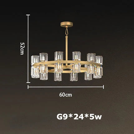 Akolia Classic Luxury LED Crystal Black Gold Hanging Lamps Pendant Lights