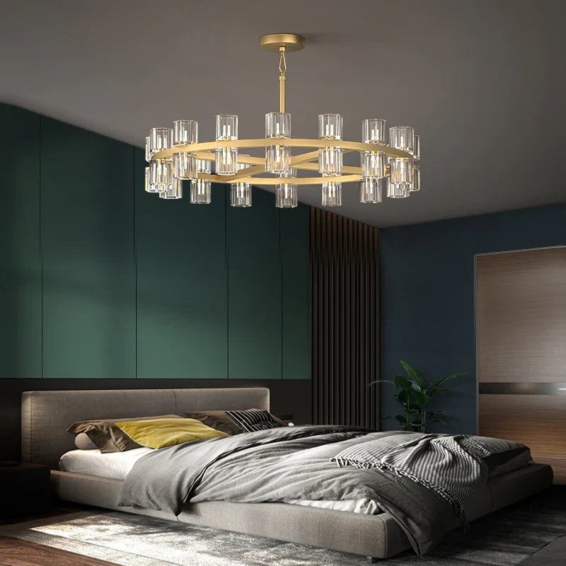 Akolia Classic Luxury LED Crystal Black Gold Hanging Lamps Pendant Lights