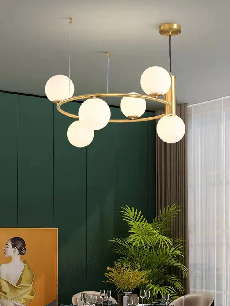 Ring Design Glass Ball Chandelier