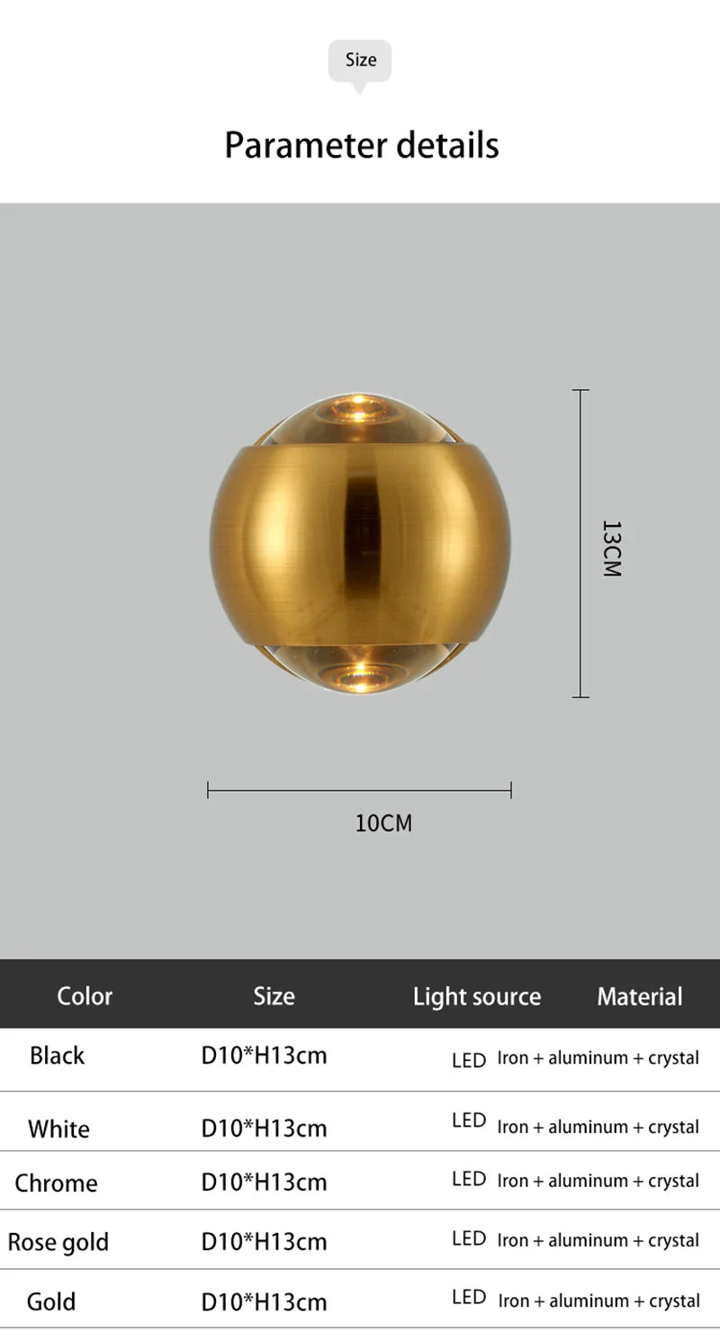 Orb Dual Designer Modern Art Aluminum Glass Decoration Wall Lamp