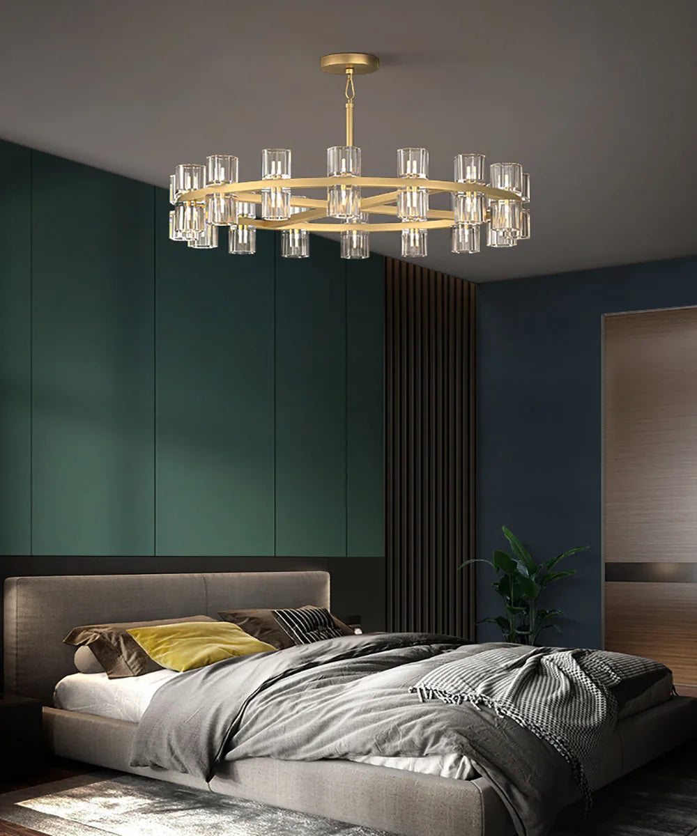 Akolia Classic Luxury LED Crystal Black Gold Hanging Lamps Pendant Lights