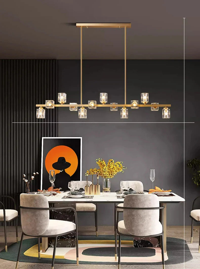 Joranai Linear luxury K9 crystal home Decoration Pendant lights