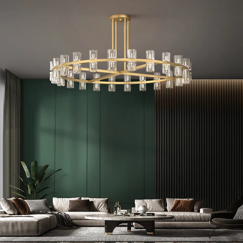 Akolia Classic Luxury LED Crystal Black Gold Hanging Lamps Pendant Lights