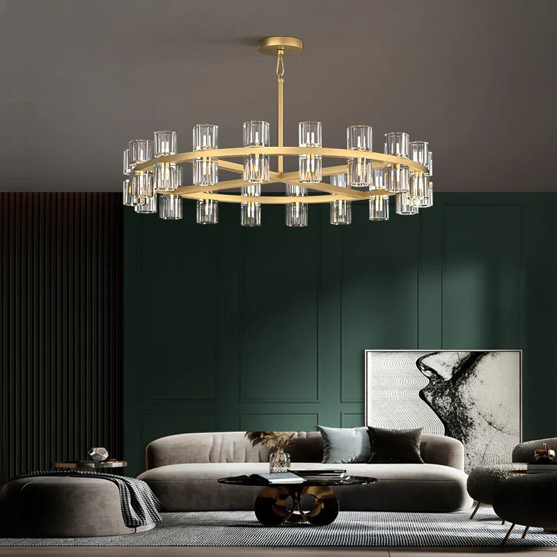 Akolia Classic Luxury LED Crystal Black Gold Hanging Lamps Pendant Lights