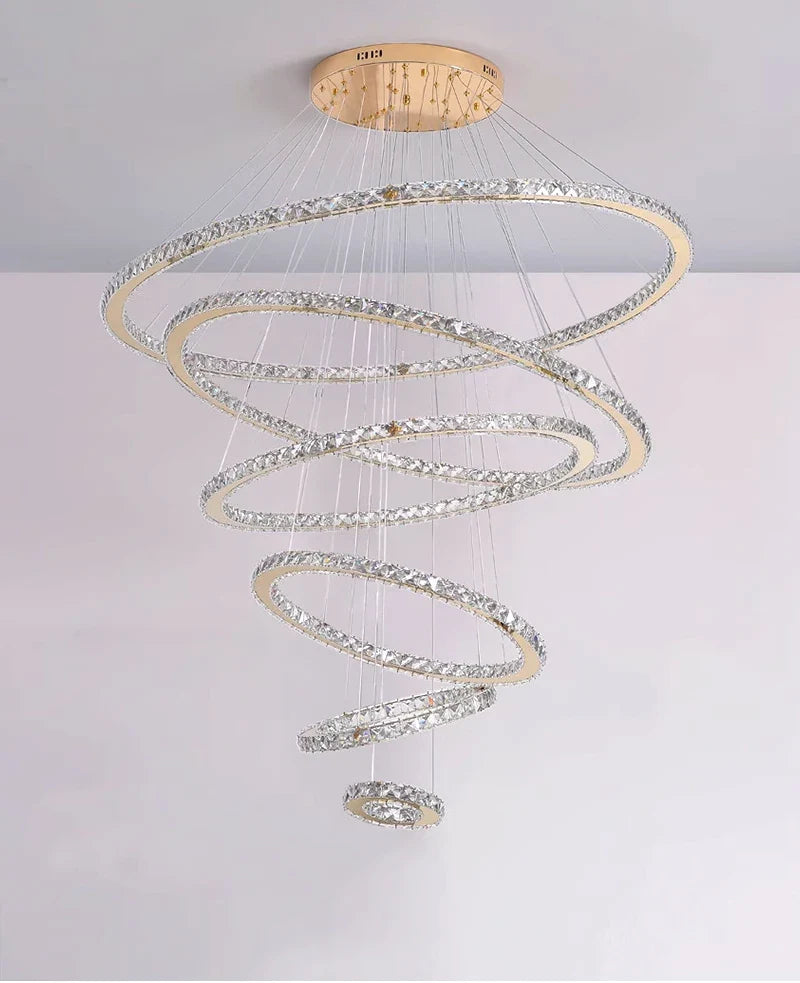 YLK Ring design modern led crystal chandelier for staircase luxury home decor