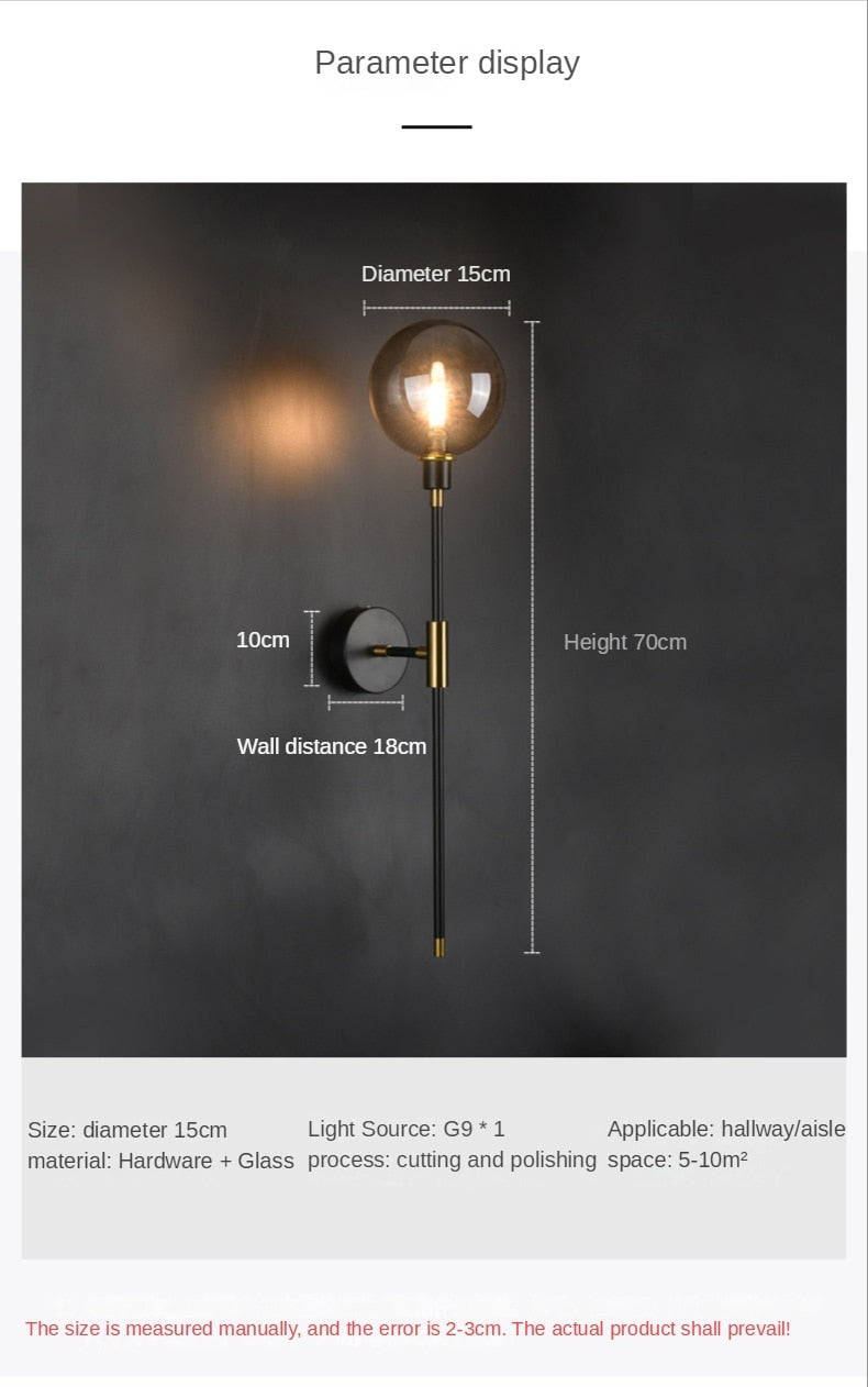 The Shadow - Modern Wall Light Glass Ball Led Nordic Aisle Corridor