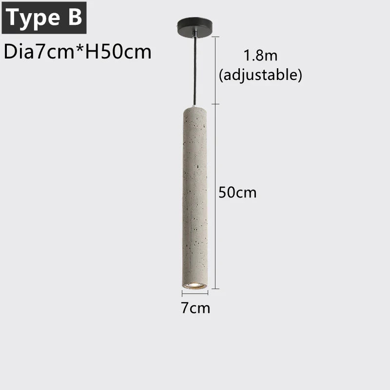 Nordic Cement Industrial Pendant Lamp Modern Cylindrical Design Hang Lamp