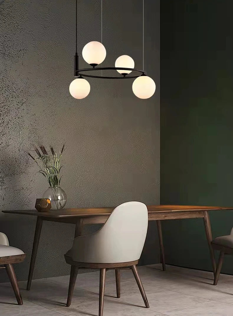 Ring Design Glass Ball Chandelier