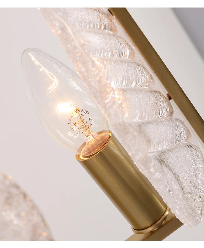 Modern European Style Copper Crystal Sconce Leaves Wall Light