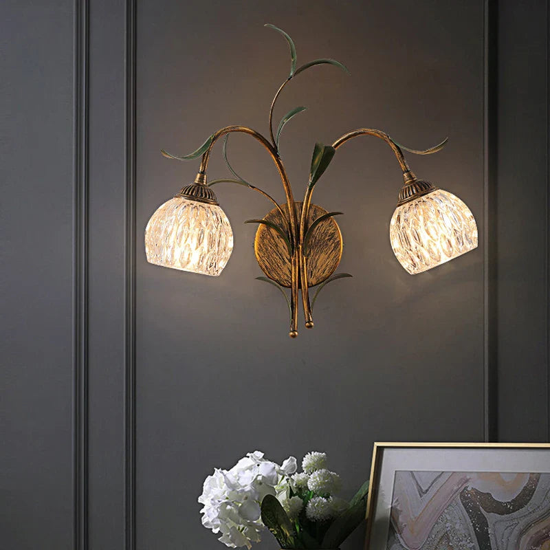 French Style Retro Bronze Crystal Home Decoration Wall Light