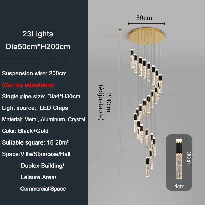 Ylk Spiral Design LED Chandelier