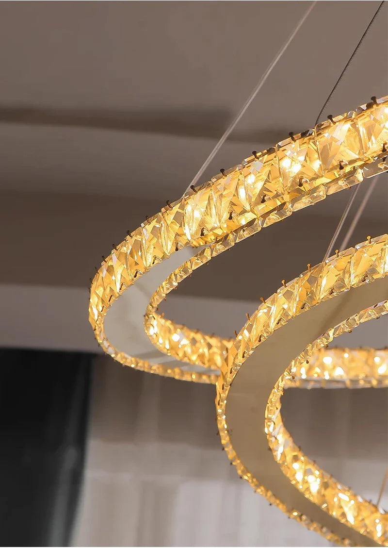 YLK Ring design modern led crystal chandelier for staircase luxury home decor