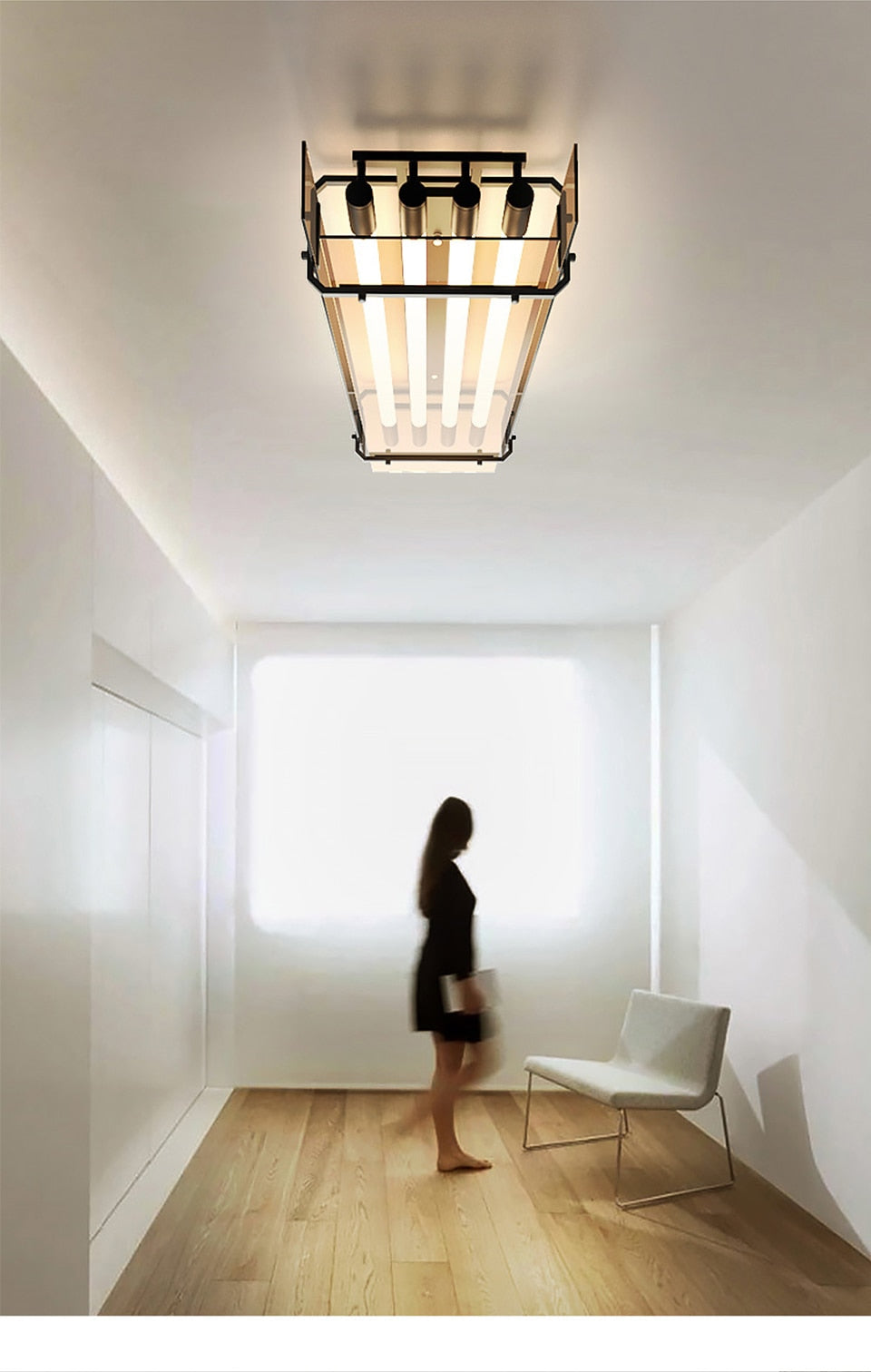 IIS Voome - Ceiling Light Fixtures 30Inch Minimalist Light Tubes 32W Chandelier Glass