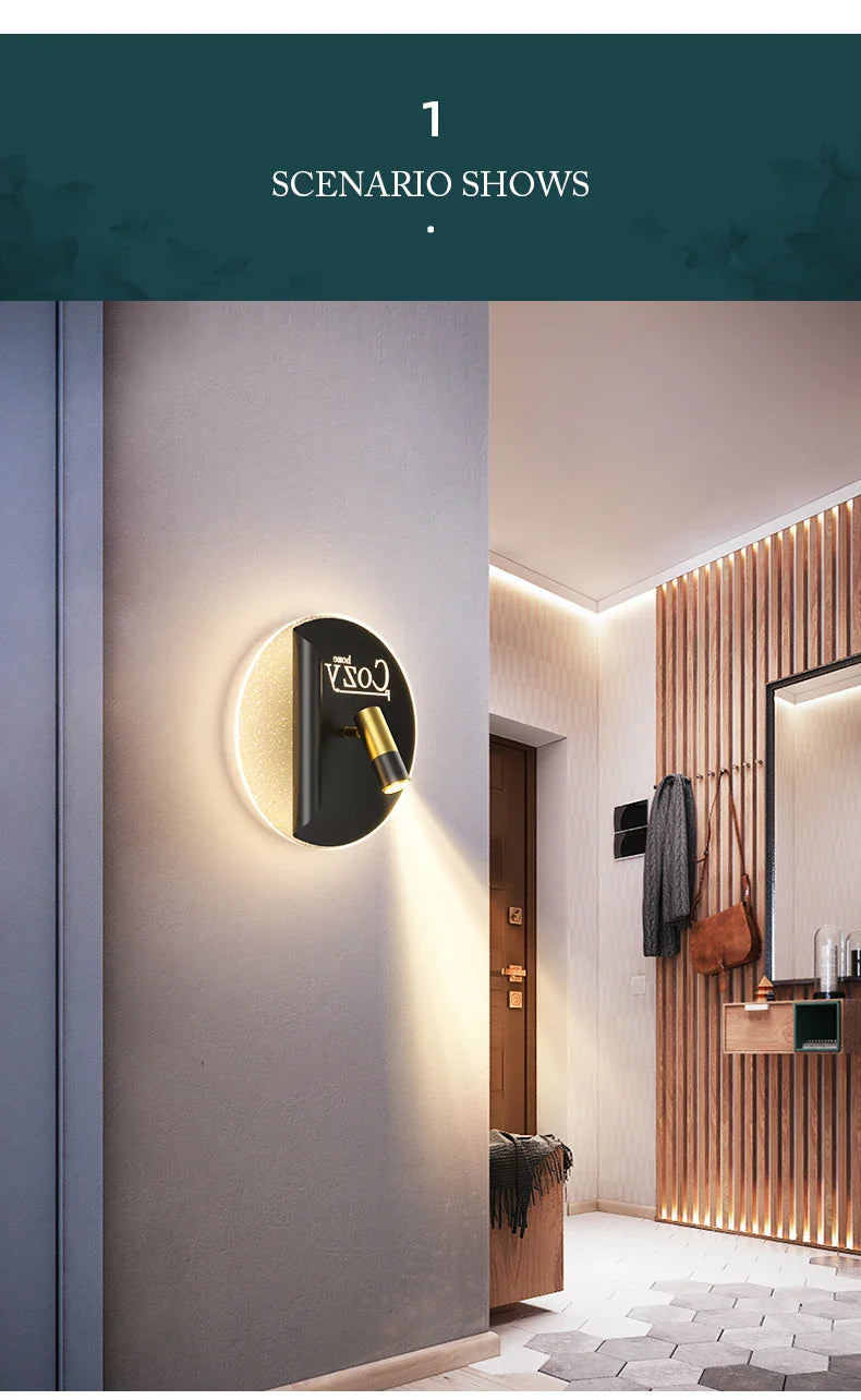 Modern Spotlight Adjustable Wall Lamp Black LED