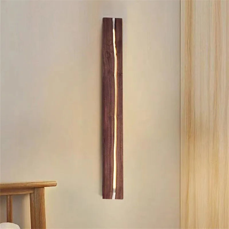 Laken Long Crackle Solid Wood Vertical wabi sabi wall light