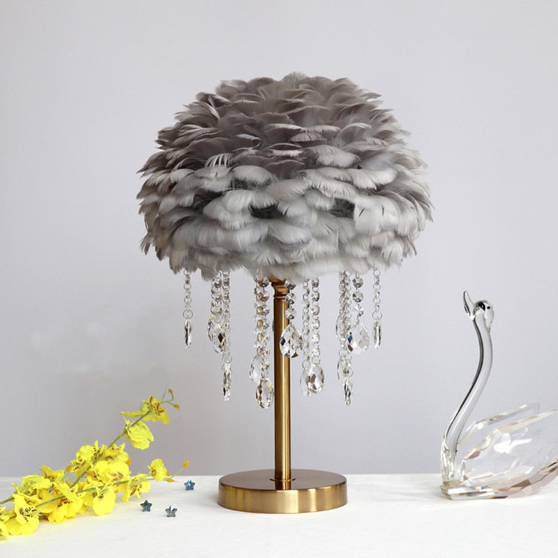 Nordic Feather Crystal Table Lamp