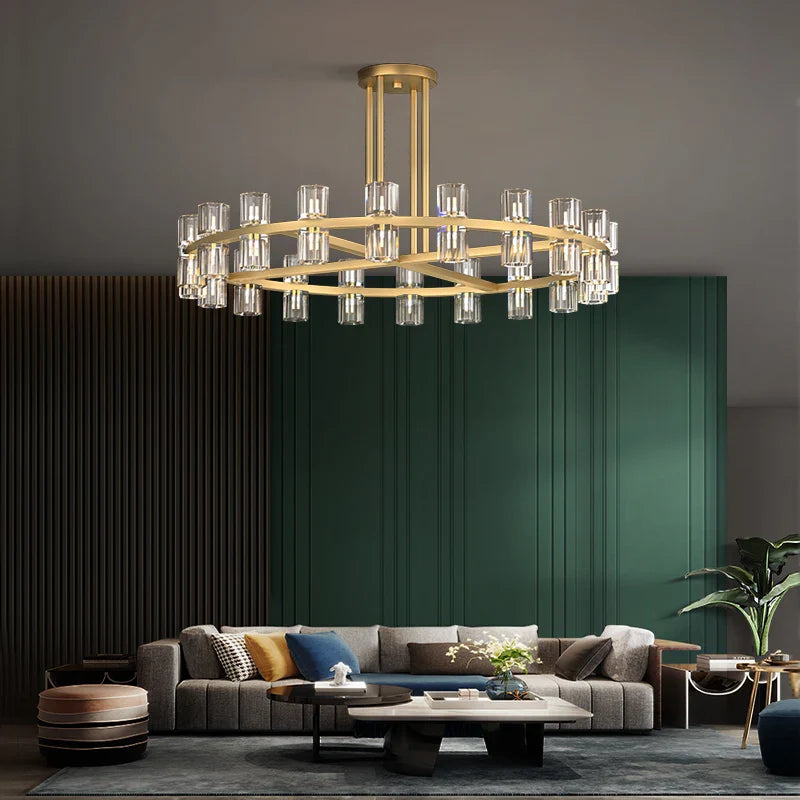 Akolia Classic Luxury LED Crystal Black Gold Hanging Lamps Pendant Lights