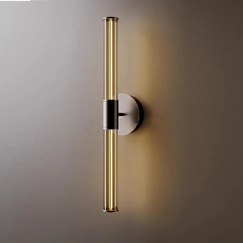 Full Copper + Glass Minimalist Wall Lamp Long Strip Mirror Makeup Light