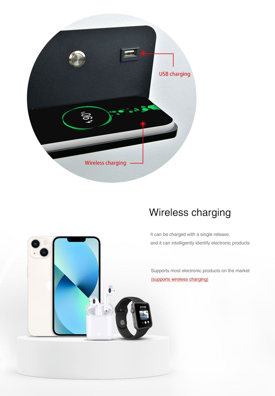Yoe Modern USB Wireless Wall Light