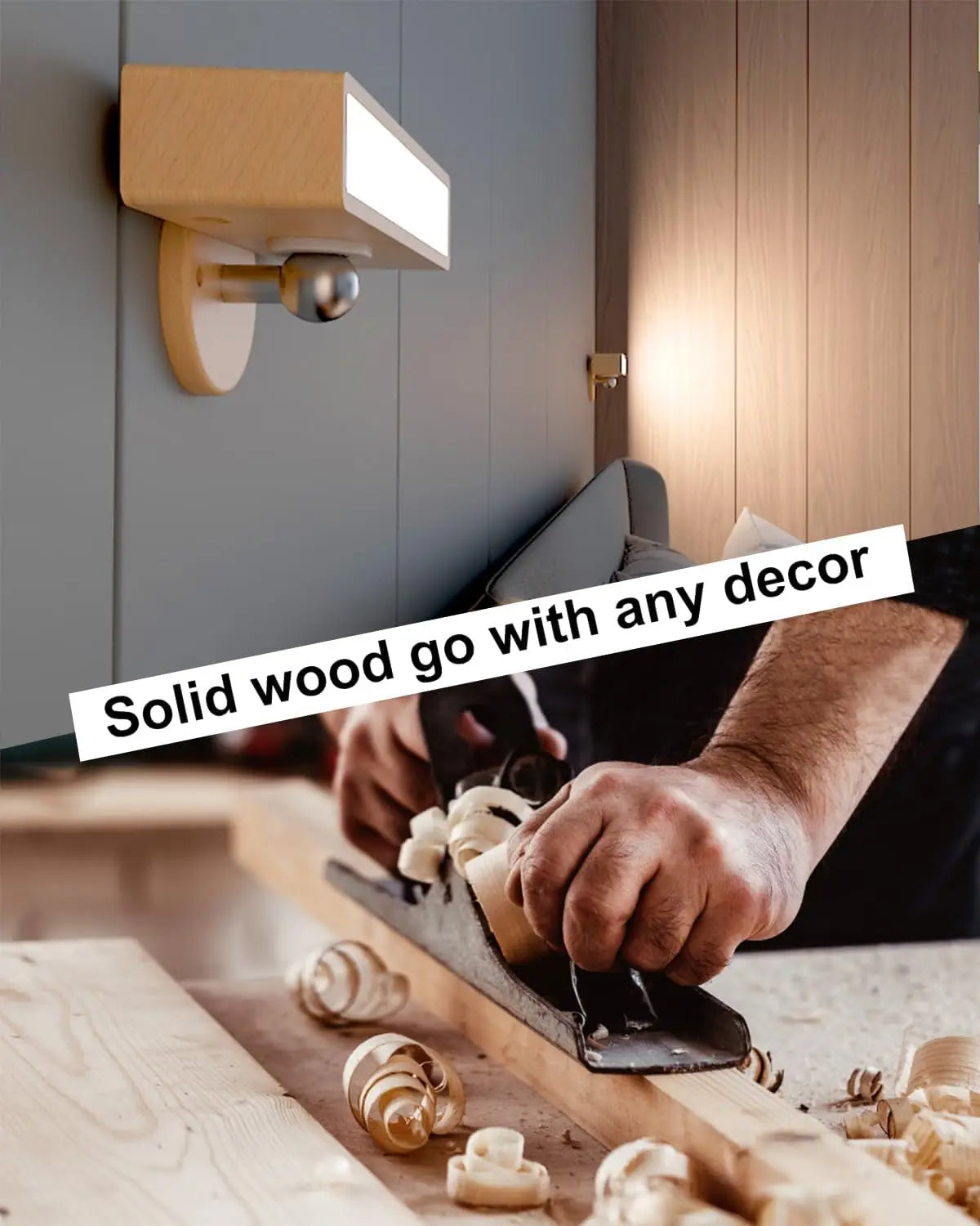 Cinde Mini Touchable Magnetic Nordic Wood With 360 Rotate Dimmable Wall Sconce