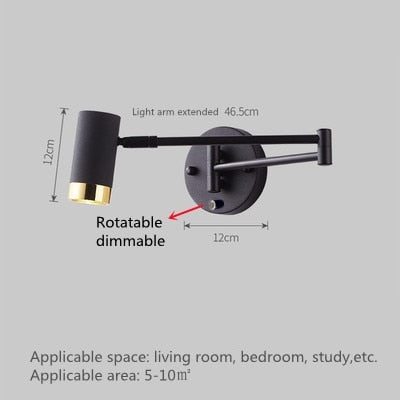 KIN Rotte - Dimmable Wall Lamp Folding Telescopic Switch
