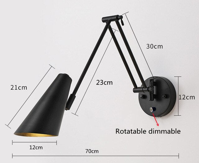 KIN Rotte - Dimmable Wall Lamp Folding Telescopic Switch