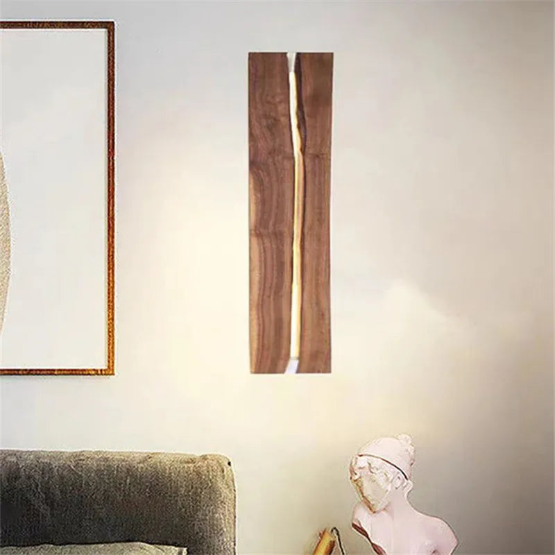 Laken Long Crackle Solid Wood Vertical wabi sabi wall light