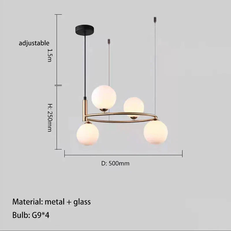 Ring Design Glass Ball Chandelier